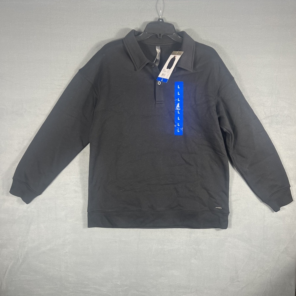 Mondetta Women's Black Collared Pullover Sweatshirt Long Sleeve Fleece Size L